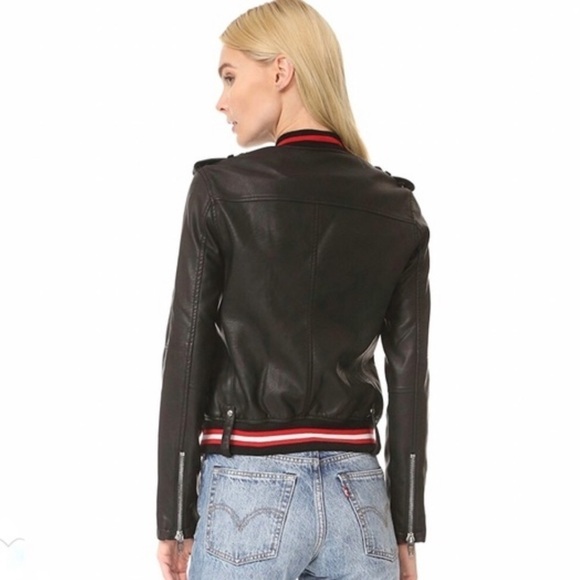 Blank NYC Racing Stripe Faux Leather Moto Jacket Black Size XSmall - Picture 2 of 11